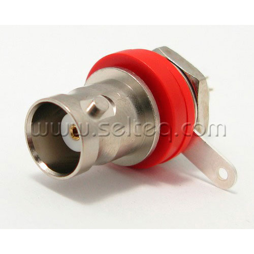 BNC connector (female) with red insulating washers.
