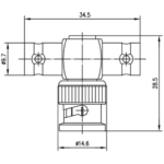 Т-адаптер BNC гніздо-штир-гніздо 50 Ом