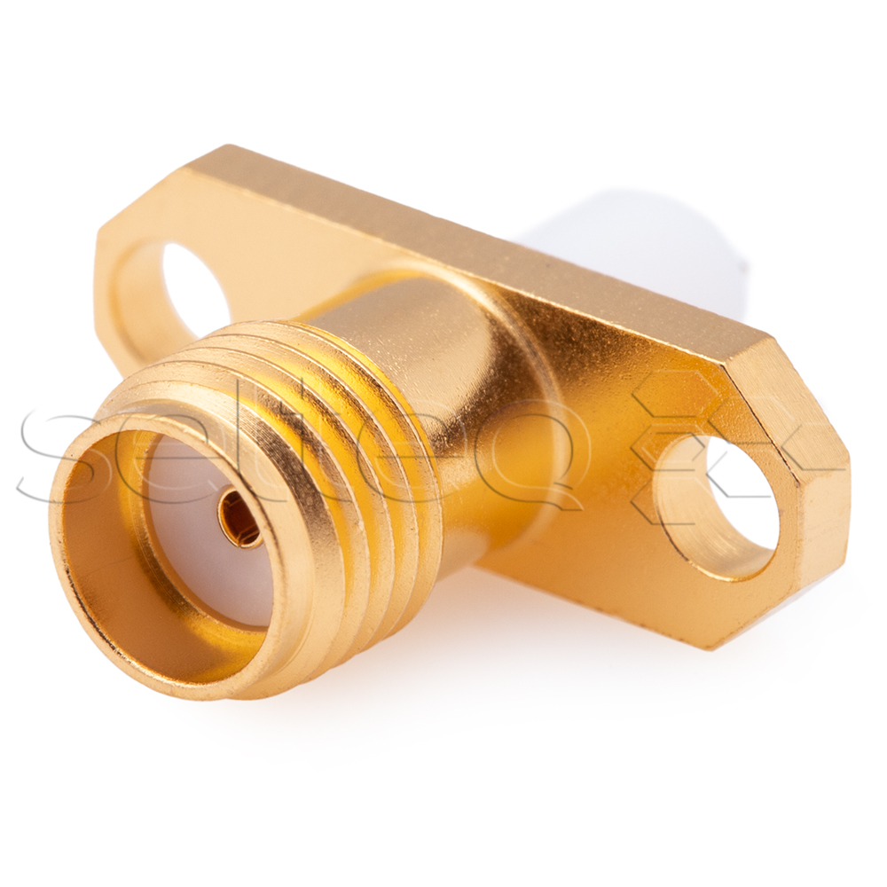 SMA female connector for mounting through the housing to a printed circuit board