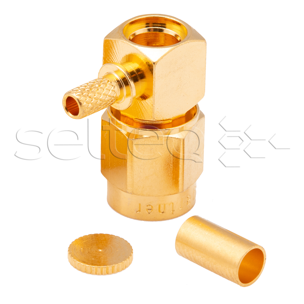 R-SMA angled connector nut/socket for RG-316/U cable, soldering/crimping