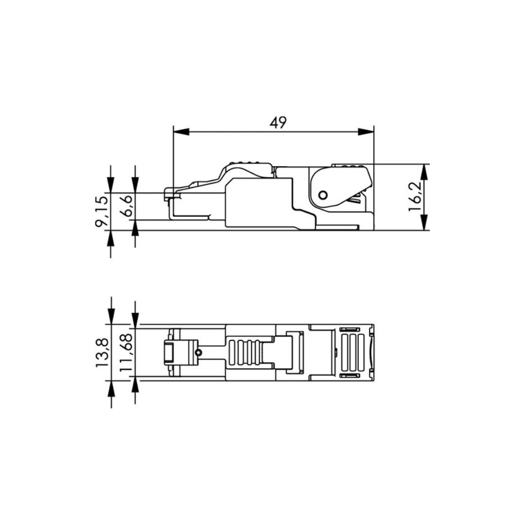 RJ45 штир роз'єм MFP8 T568 B Cat.6A, AWG24/1-AWG22/1, AWG27/7-AWG22/7