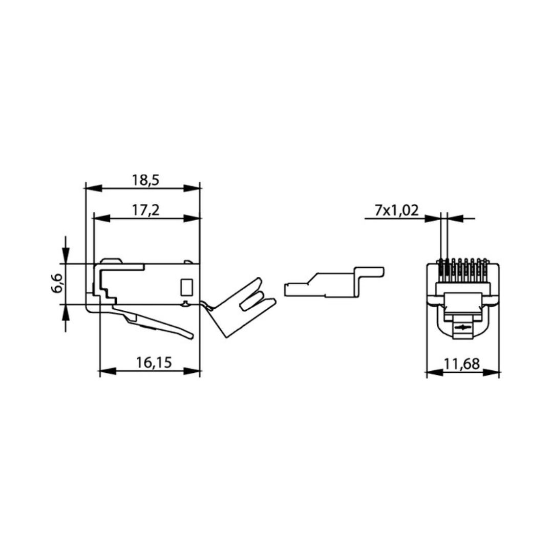 RJ45 штир роз'єм, MP8(8) FS Cat.6A, екранований, з сортувальником проводів