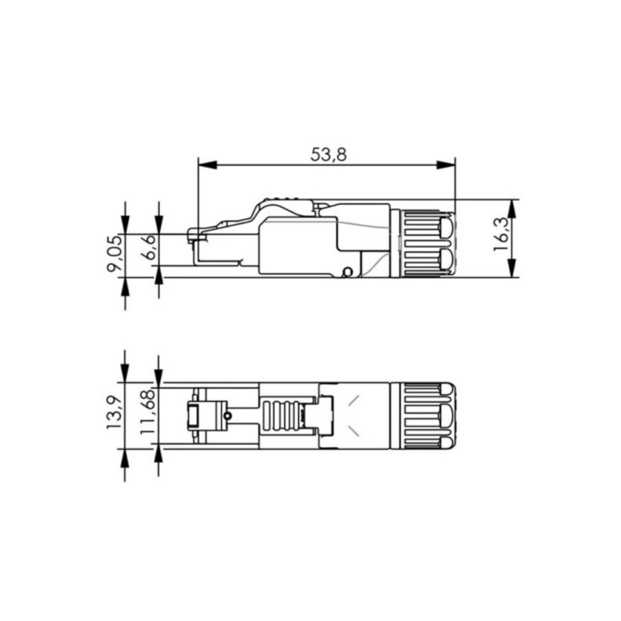 RJ45 штир роз'єм MFP8 IE T568 B Cat.6A, AWG24/1-AWG22/1, AWG27/7-AWG22/7