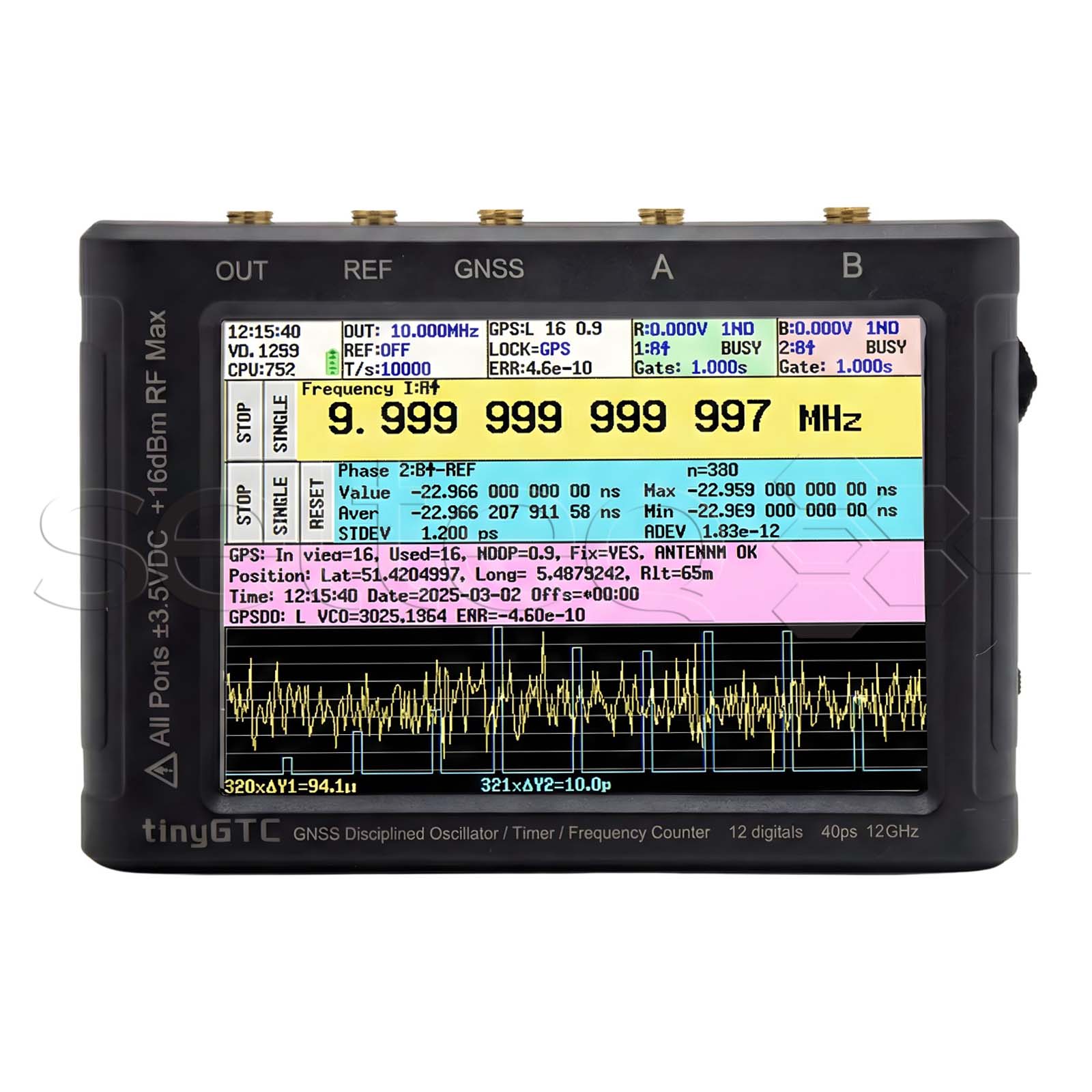 tinyGTC ZC412 Портативний двоканальний частотомір з GPS-опорою